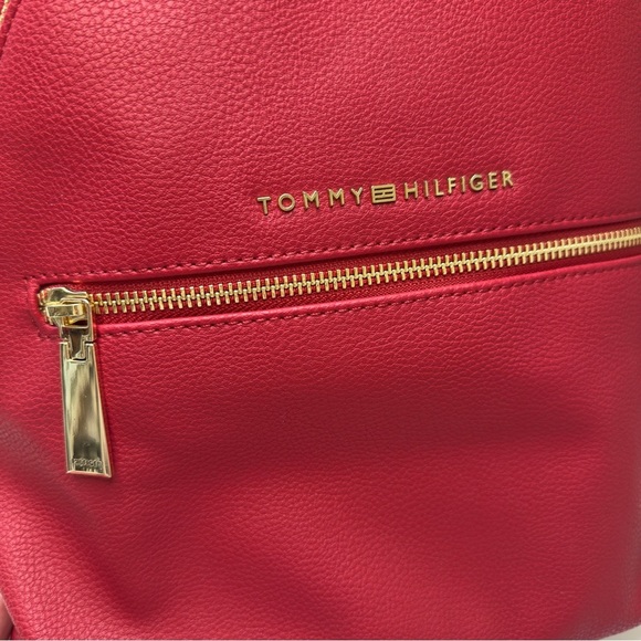 Like new! Y2K Tommy Hilfiger Red Leather Backpack – Gold Hardware - Picture 3 of 10